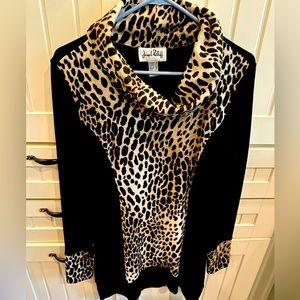 Joseph Ribkoff cowl leopard sling sweater.  Could be used as a dress.